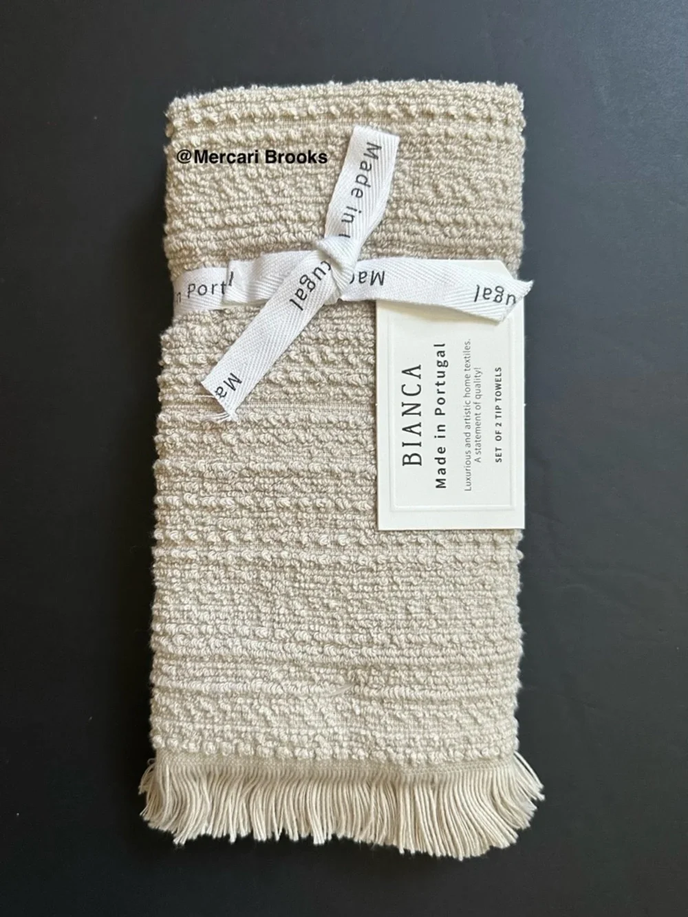 🎁6PC BIANCA Bath Towel Set - Taupe Cotton Boucle Textured Pattern